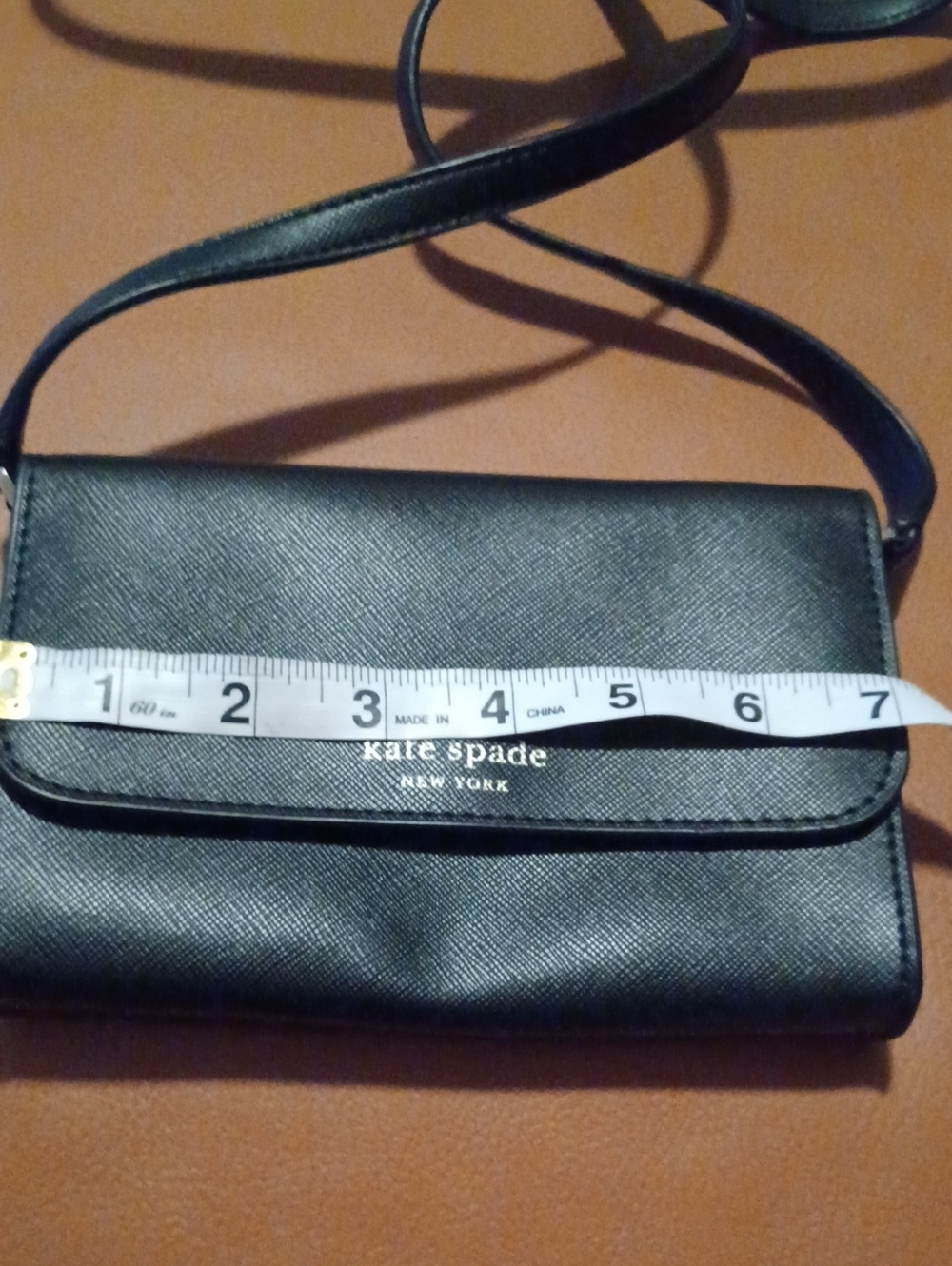 > kate spade Black Saffiano Leather Continental Sholder Bag with Gold Logo - Picture 10 of 11